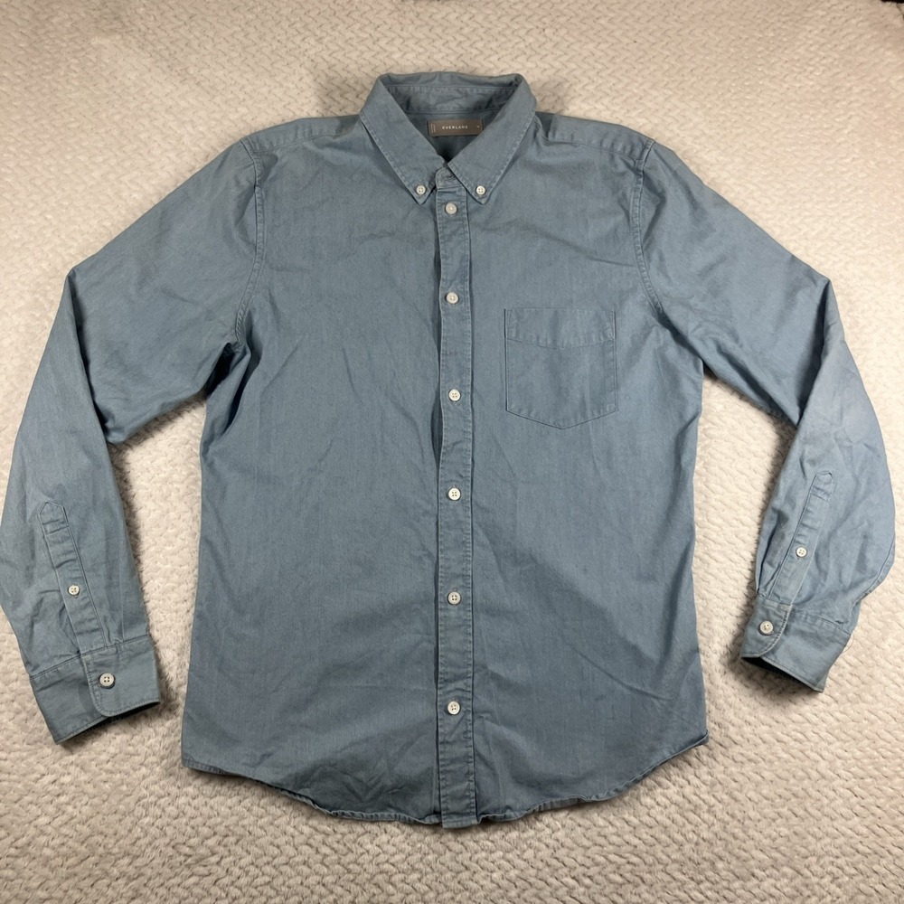 Everlane Mens Chambray Button Down Shirt Medium Blue 2 Long Sleeve Casual